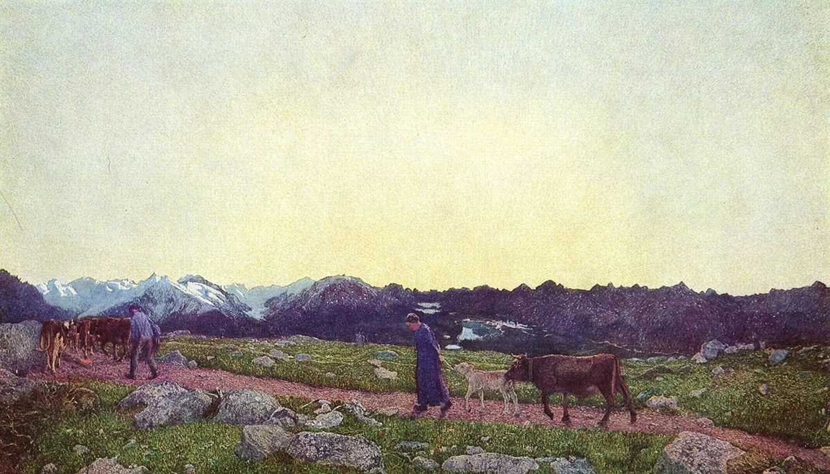 Trittico della Natura, o Trittico delle Alpi - la Natura, 1898, Saint, Moritz